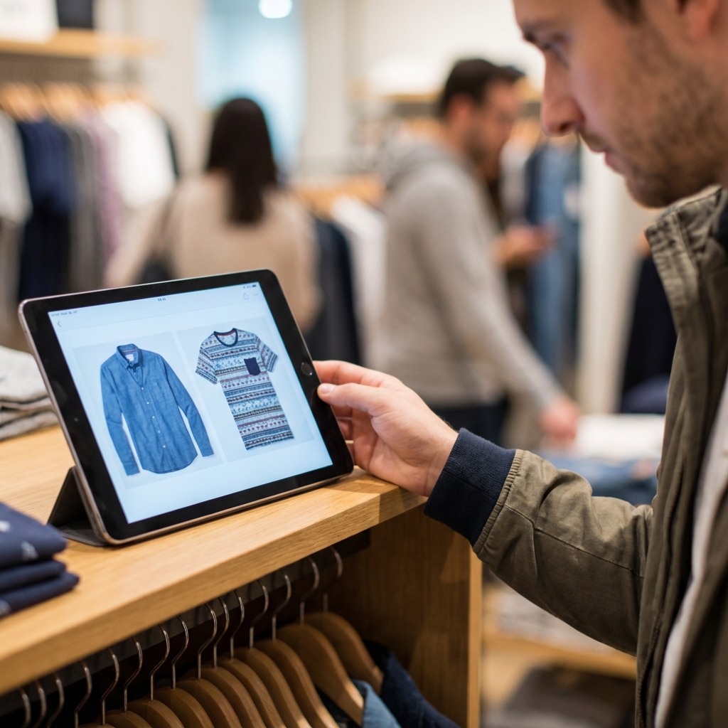 Shopper looking at tablet